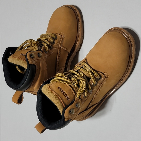 Wolverine Womens 5.5W Mustard Waterproof Work Boots Leather Composite Toe Shoes - Picture 1 of 16